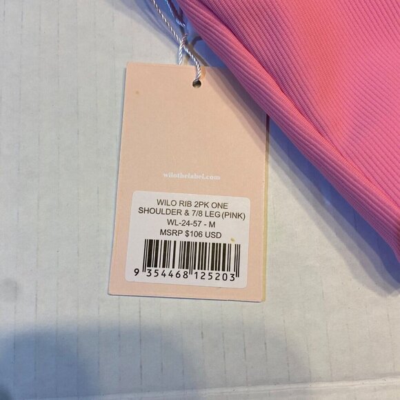 Wilo the Label Women One Shoulder Sports Bra  MEDIUM Pink Yoga Athletic Workout - Picture 6 of 7